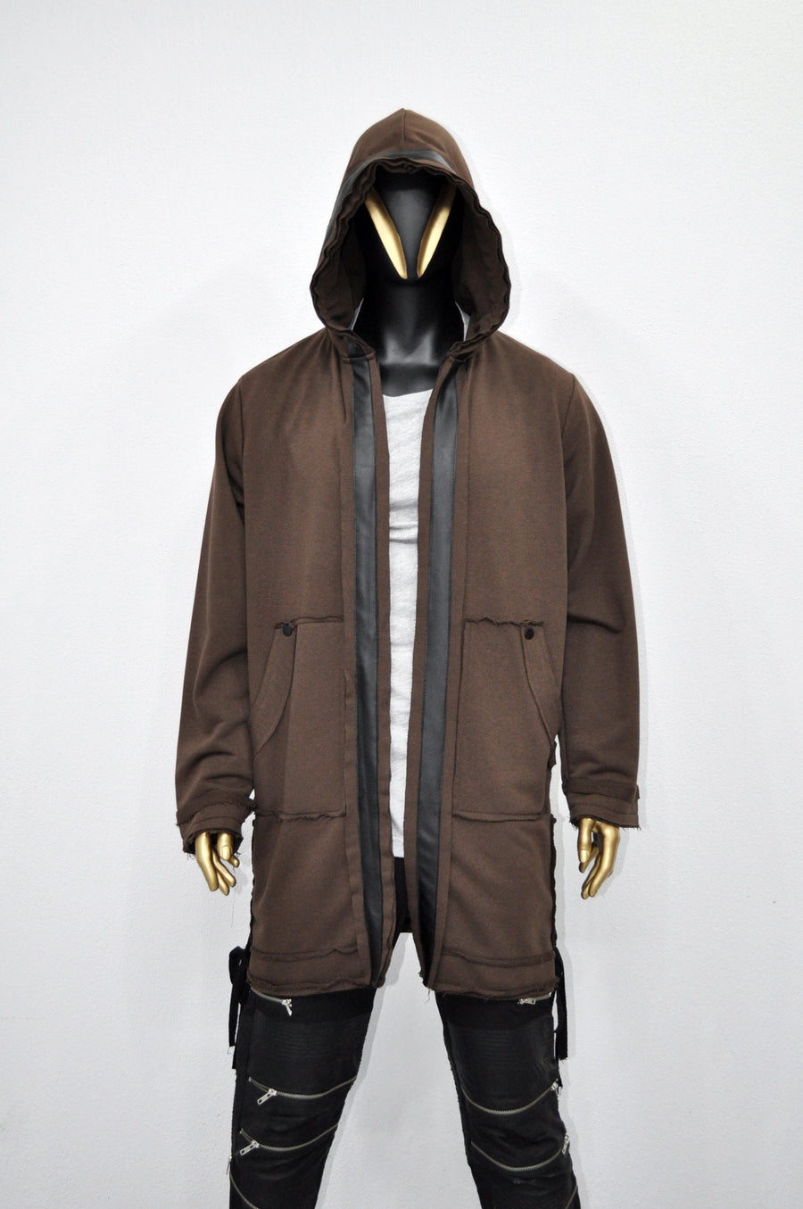 XS-8XL Oversize Hooded Loose Long Leather Trim Edge Drawstring Tied Up Baggy Cardigan,Avantgarde Timeless Blanket PLush Soft Comfort- BB0143