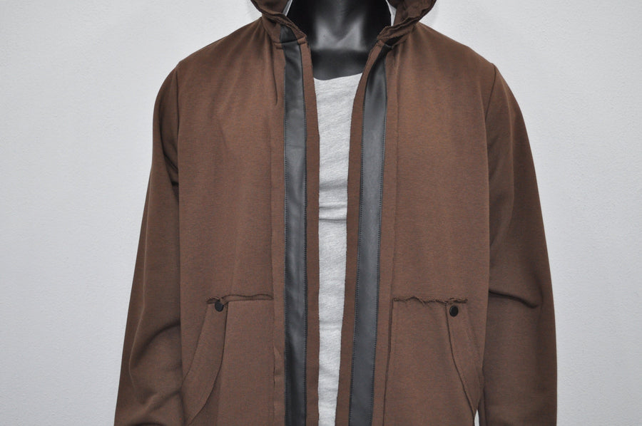 XS-8XL Oversize Hooded Loose Long Leather Trim Edge Drawstring Tied Up Baggy Cardigan,Avantgarde Timeless Blanket PLush Soft Comfort- BB0143