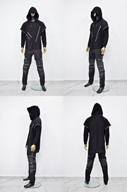 XS - 8XL Men Dark Original Design Double Sleeve Lk, Asymmetric Zip, Irregular Cut Hoodie,Cyberpunk Pullover,Loose Luxury Femin Gothic-BB0115