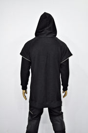XS - 8XL Men Dark Original Design Double Sleeve Lk, Asymmetric Zip, Irregular Cut Hoodie,Cyberpunk Pullover,Loose Luxury Femin Gothic-BB0115