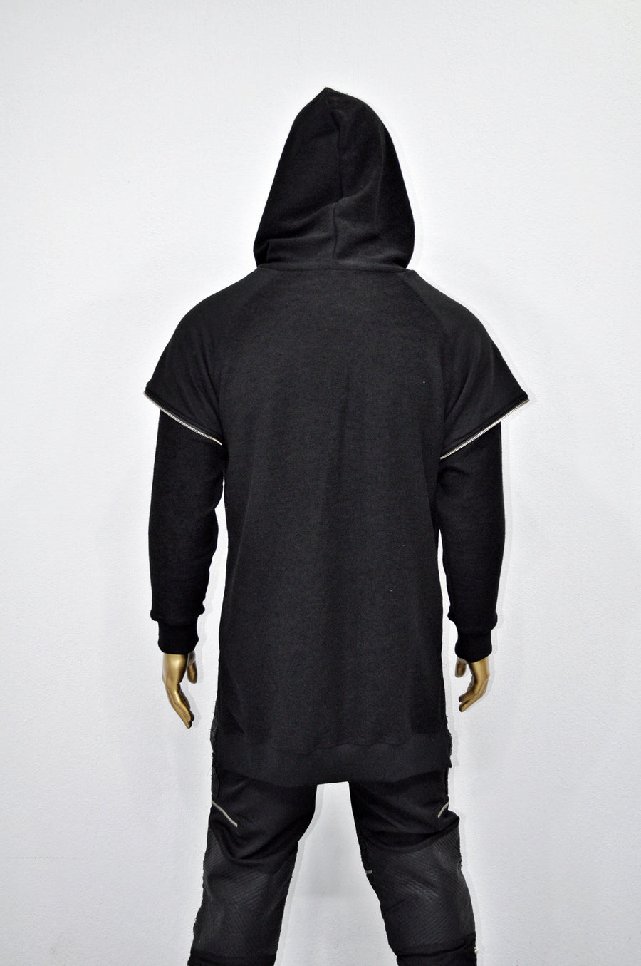XS - 8XL Men Dark Original Design Double Sleeve Lk, Asymmetric Zip, Irregular Cut Hoodie,Cyberpunk Pullover,Loose Luxury Femin Gothic-BB0115