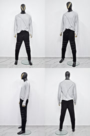 XS - 8XL Men's Zipper Knee Korean Style Casual Biker Pants, Tapered Fitted Jogger Trouser, Elastic Waist,Relaxed Sweatpants, Gothic,St-BB297
