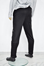 XS - 8XL Men's Zipper Knee Korean Style Casual Biker Pants, Tapered Fitted Jogger Trouser, Elastic Waist,Relaxed Sweatpants, Gothic,St-BB297
