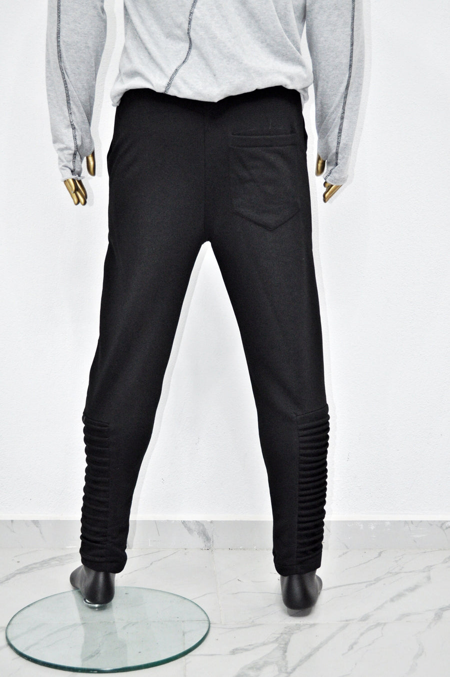 XS - 8XL Men's Zipper Knee Korean Style Casual Biker Pants, Tapered Fitted Jogger Trouser, Elastic Waist,Relaxed Sweatpants, Gothic,St-BB297
