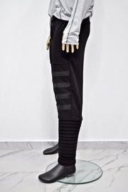 XS - 8XL Men's Zipper Knee Korean Style Casual Biker Pants, Tapered Fitted Jogger Trouser, Elastic Waist,Relaxed Sweatpants, Gothic,St-BB297