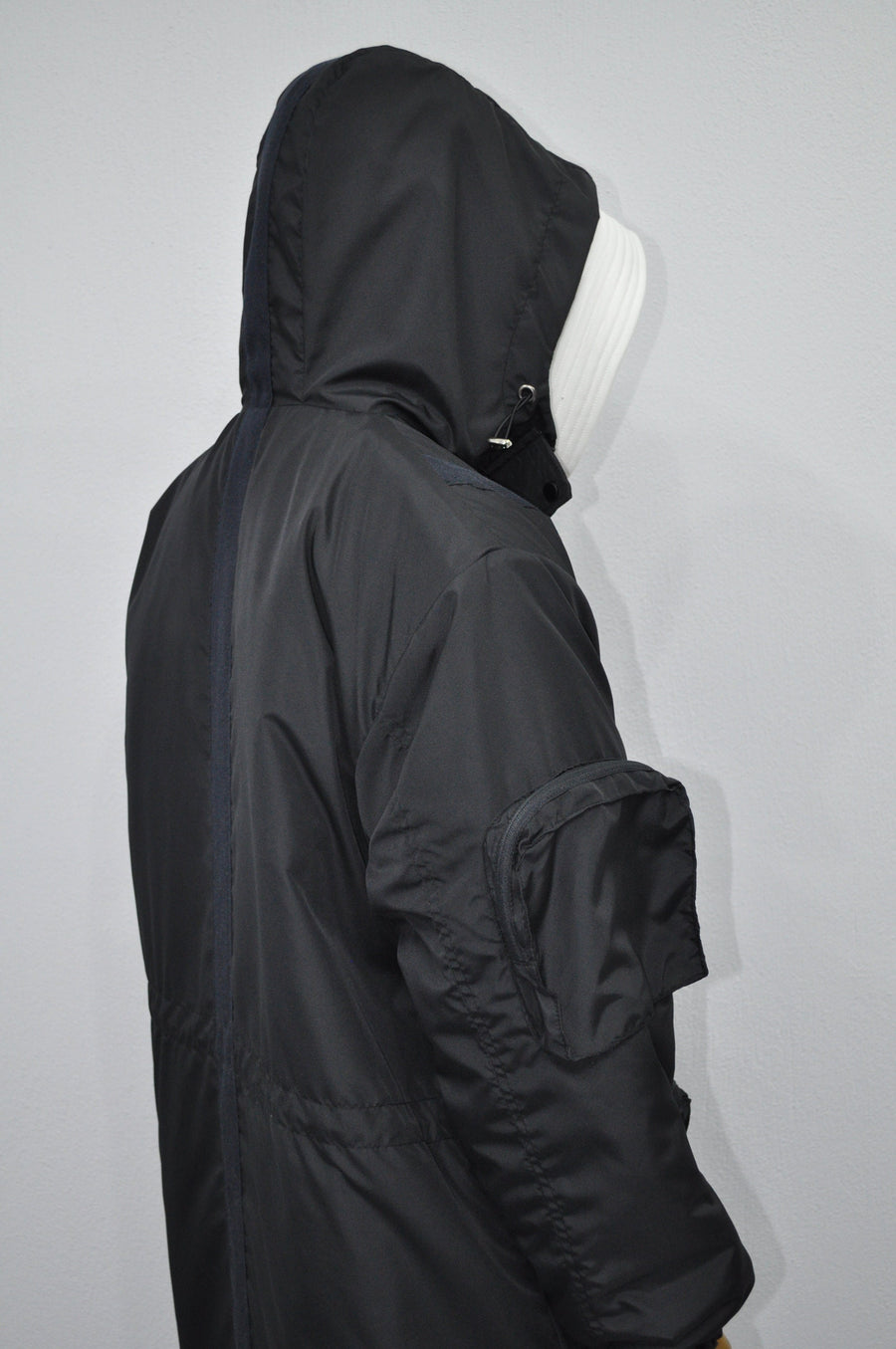 Dark Long Windbreaker Loose Jacket, Over the Knee Hooded Big Pocket Trenchcoat
