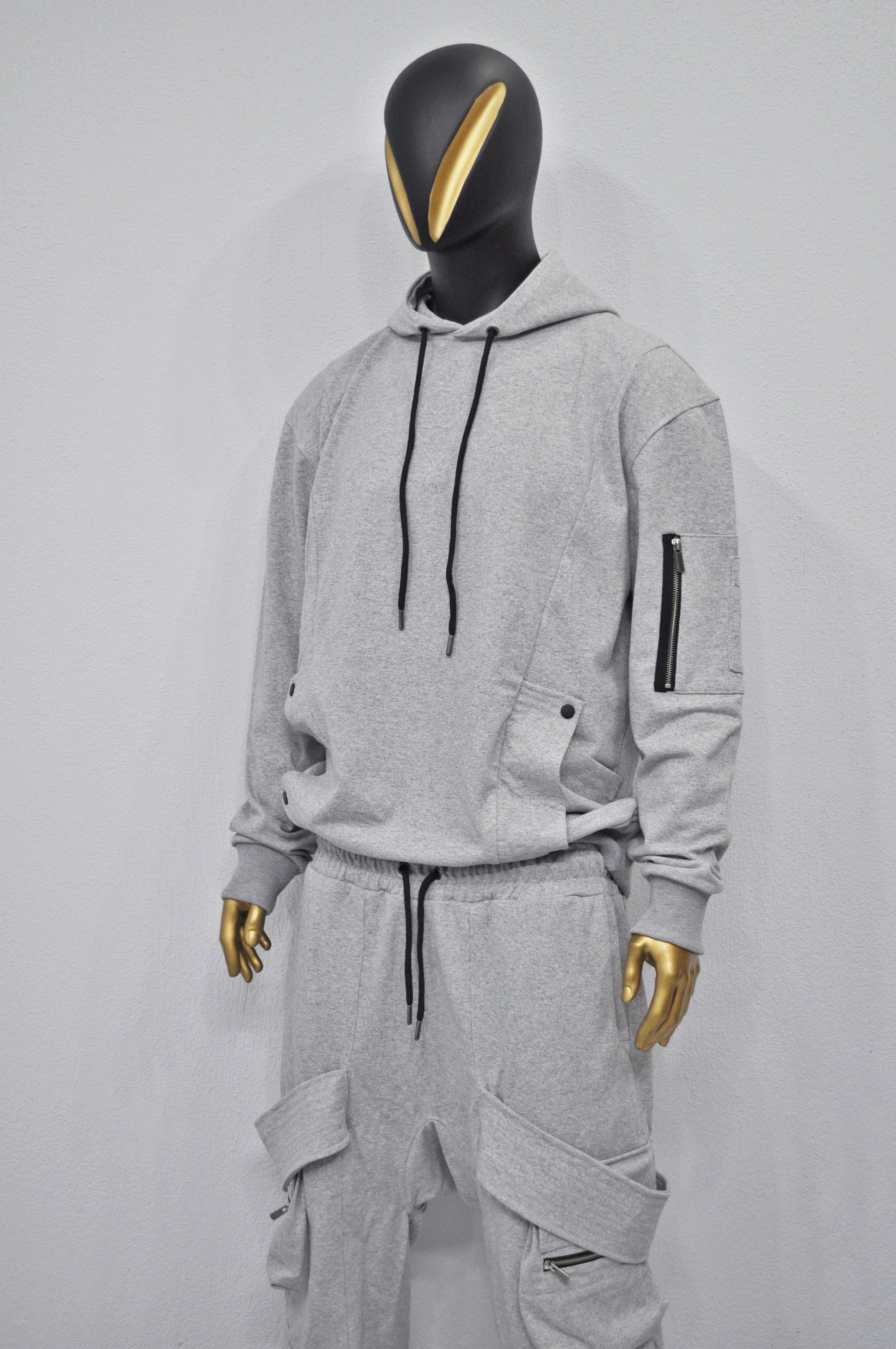 XS - 8XL New Military Style Relaxed Drop Shoulder Sleeve FLAP-Sweat HOODIE, Ninja Assassin,Steampunk Gothic,Irregular,Cyberpunk-BB0170