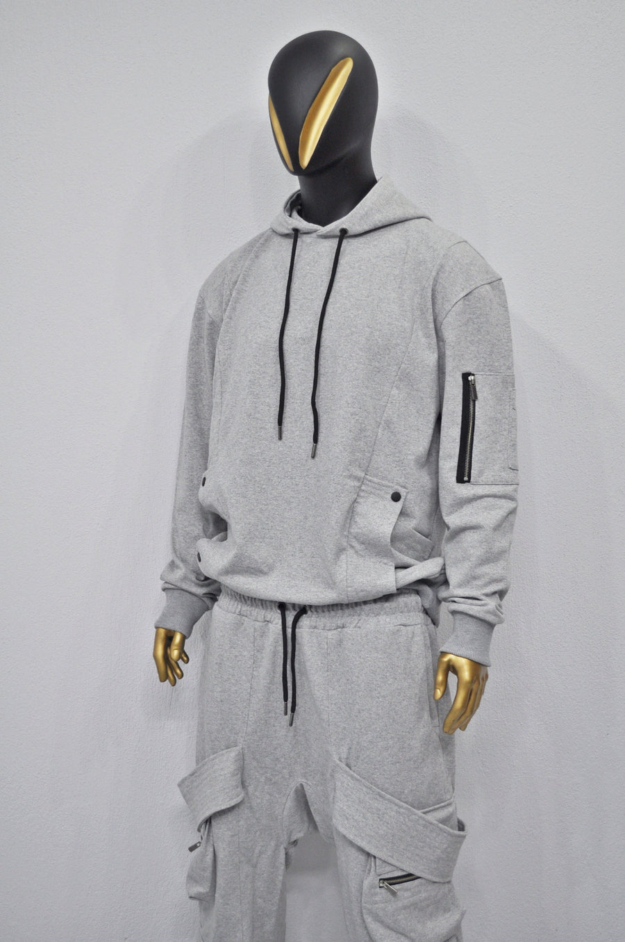 XS - 8XL New Military Style Relaxed Drop Shoulder Sleeve FLAP-Sweat HOODIE, Ninja Assassin,Steampunk Gothic,Irregular,Cyberpunk-BB0170