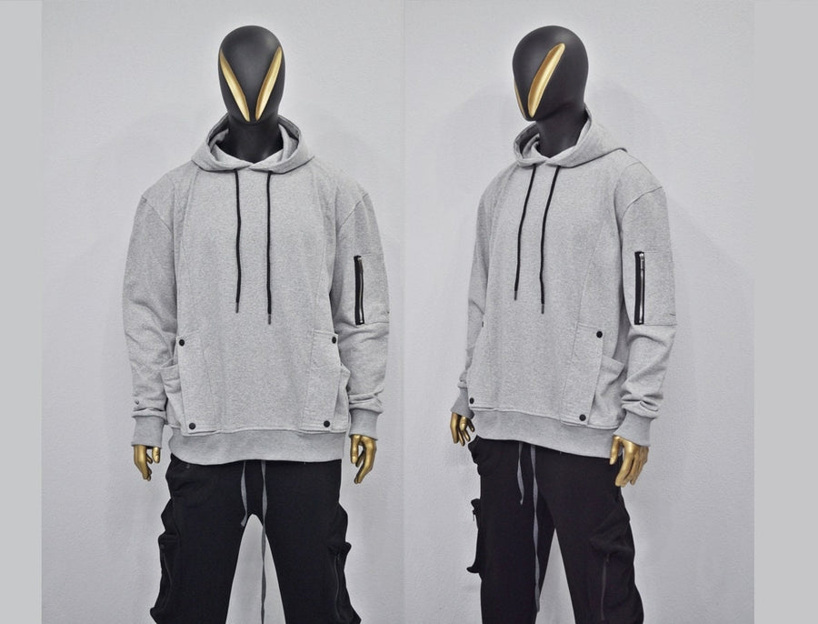 XS - 8XL New Military Style Relaxed Drop Shoulder Sleeve FLAP-Sweat HOODIE, Ninja Assassin,Steampunk Gothic,Irregular,Cyberpunk-BB0170