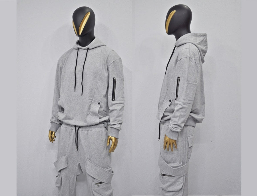XS - 8XL New Military Style Relaxed Drop Shoulder Sleeve FLAP-Sweat HOODIE, Ninja Assassin,Steampunk Gothic,Irregular,Cyberpunk-BB0170