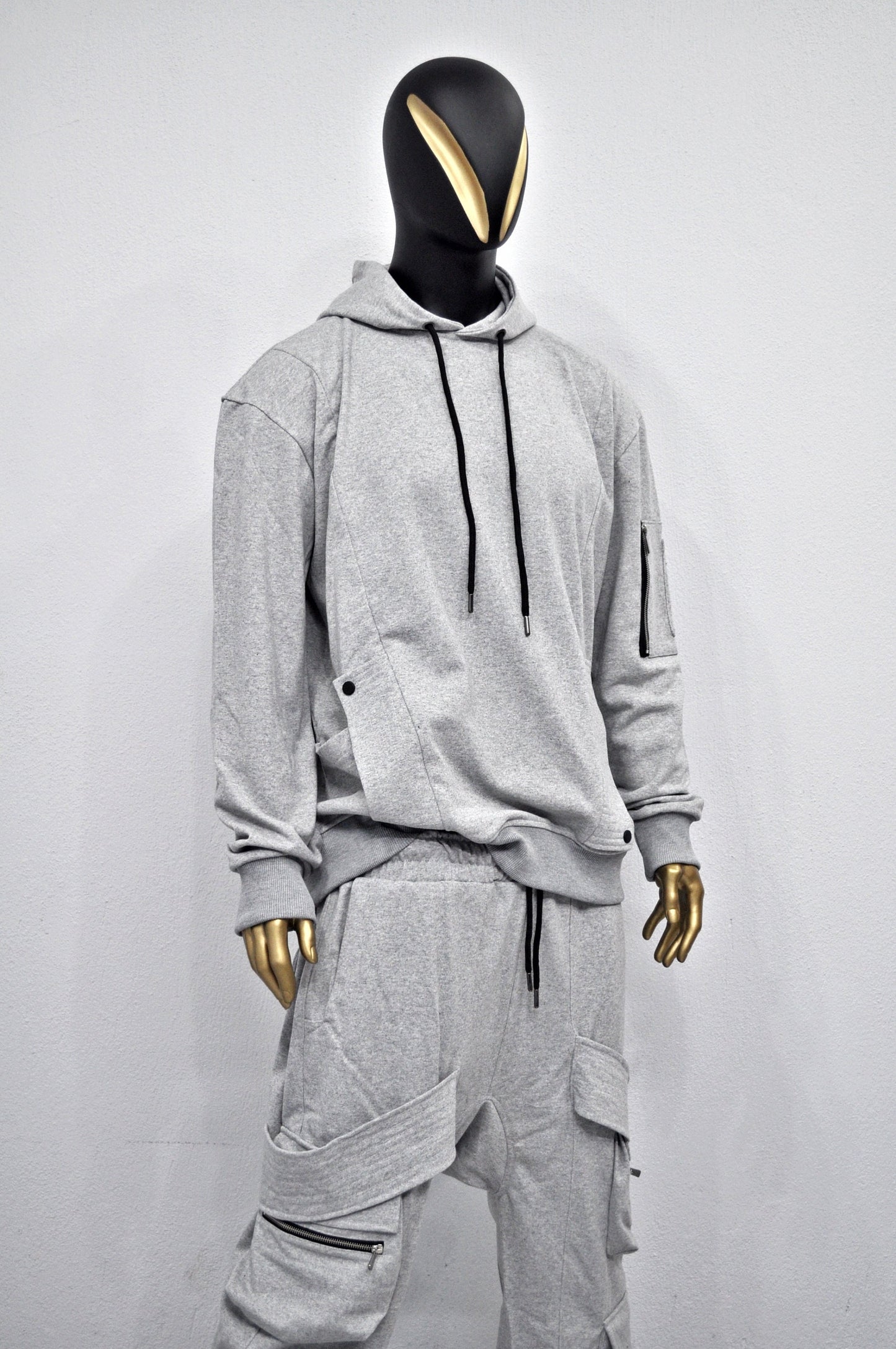 XS - 8XL New Military Style Relaxed Drop Shoulder Sleeve FLAP-Sweat HOODIE, Ninja Assassin,Steampunk Gothic,Irregular,Cyberpunk-BB0170