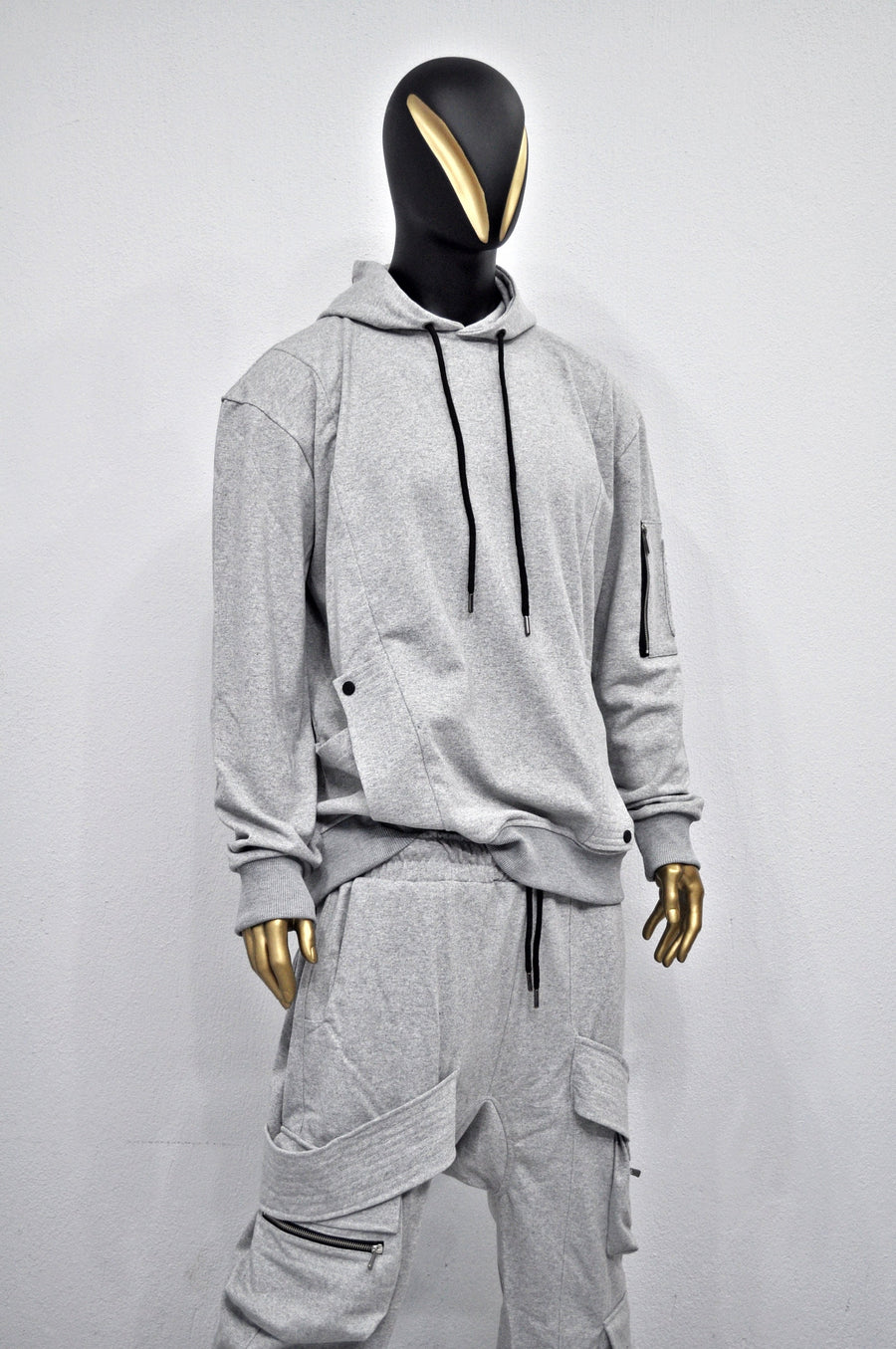 XS - 8XL New Military Style Relaxed Drop Shoulder Sleeve FLAP-Sweat HOODIE, Ninja Assassin,Steampunk Gothic,Irregular,Cyberpunk-BB0170