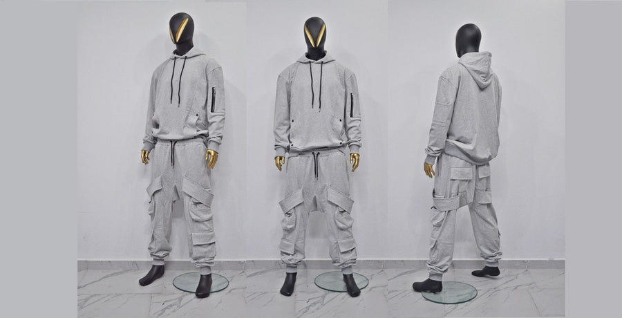 XS - 8XL New Military Style Relaxed Drop Shoulder Sleeve FLAP-Sweat HOODIE, Ninja Assassin,Steampunk Gothic,Irregular,Cyberpunk-BB0170