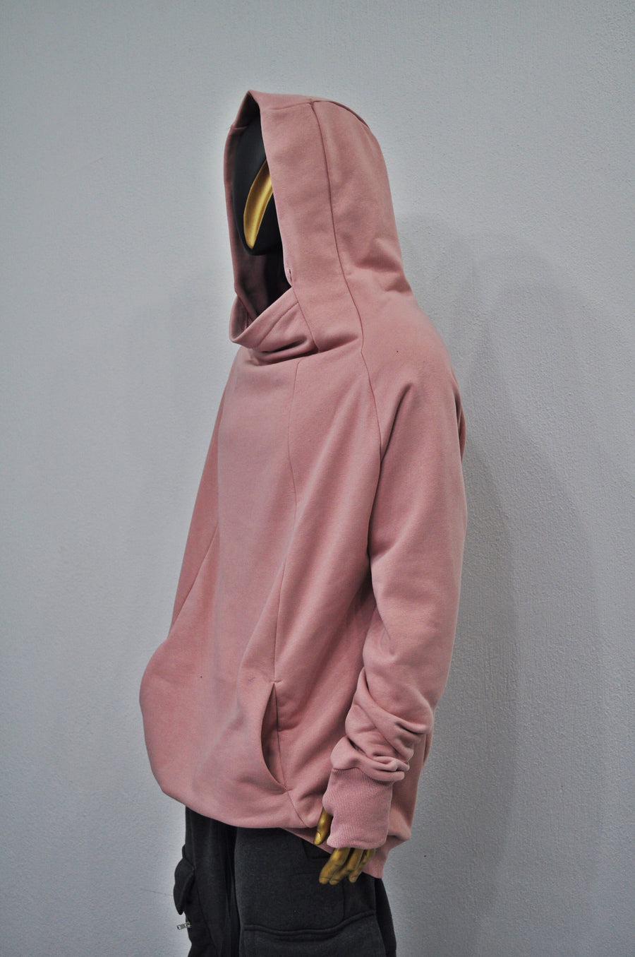 XS-8XL Oversize Pink Teckwear Hooded Cardigan Men, futuristic Stitching High Neck Pullover,Ninja Mask Assassin,Steampunk Burning Man -BB0