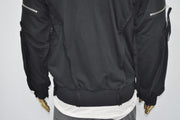 XS-8XL Men's Asymmetric Cut, Fleece Pullover, Black Jumper Top, Ashassin Tech Zipper Sleeve Goth Long Jacket Hoodie, Handmade Gift - BB0175