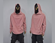 XS-8XL Oversize Pink Teckwear Hooded Cardigan Men, futuristic Stitching High Neck Pullover,Ninja Mask Assassin,Steampunk Burning Man -BB0