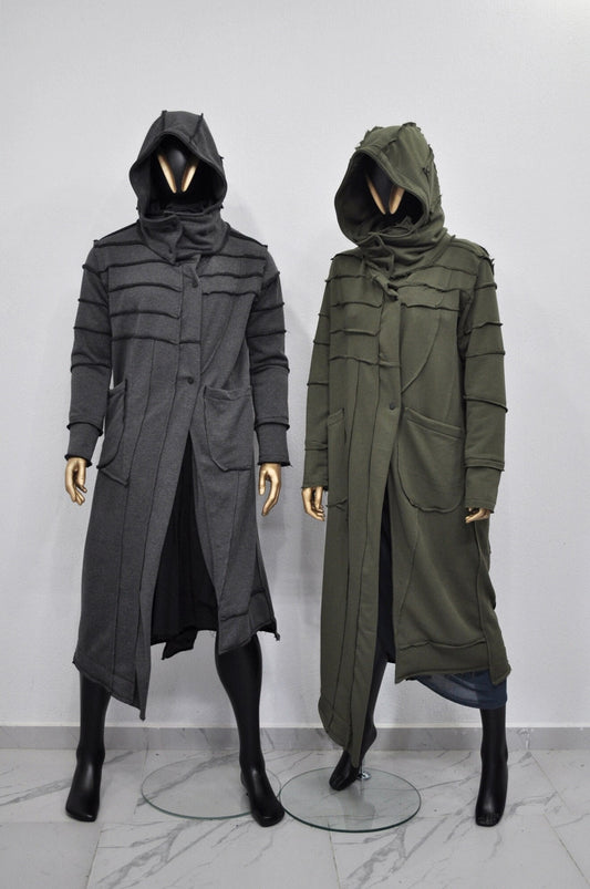 Women Men Quilted Sleeves Overlong Cardigan JACKET