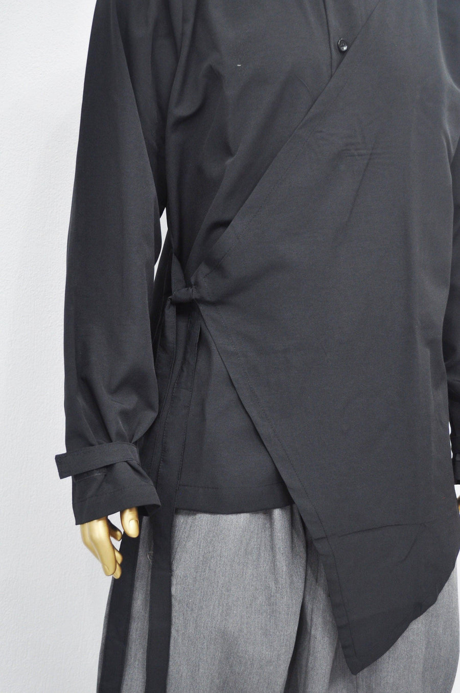 Men's Kimono Shirt Streetwear Harem Wrap Top, Asymmetrical Blouse