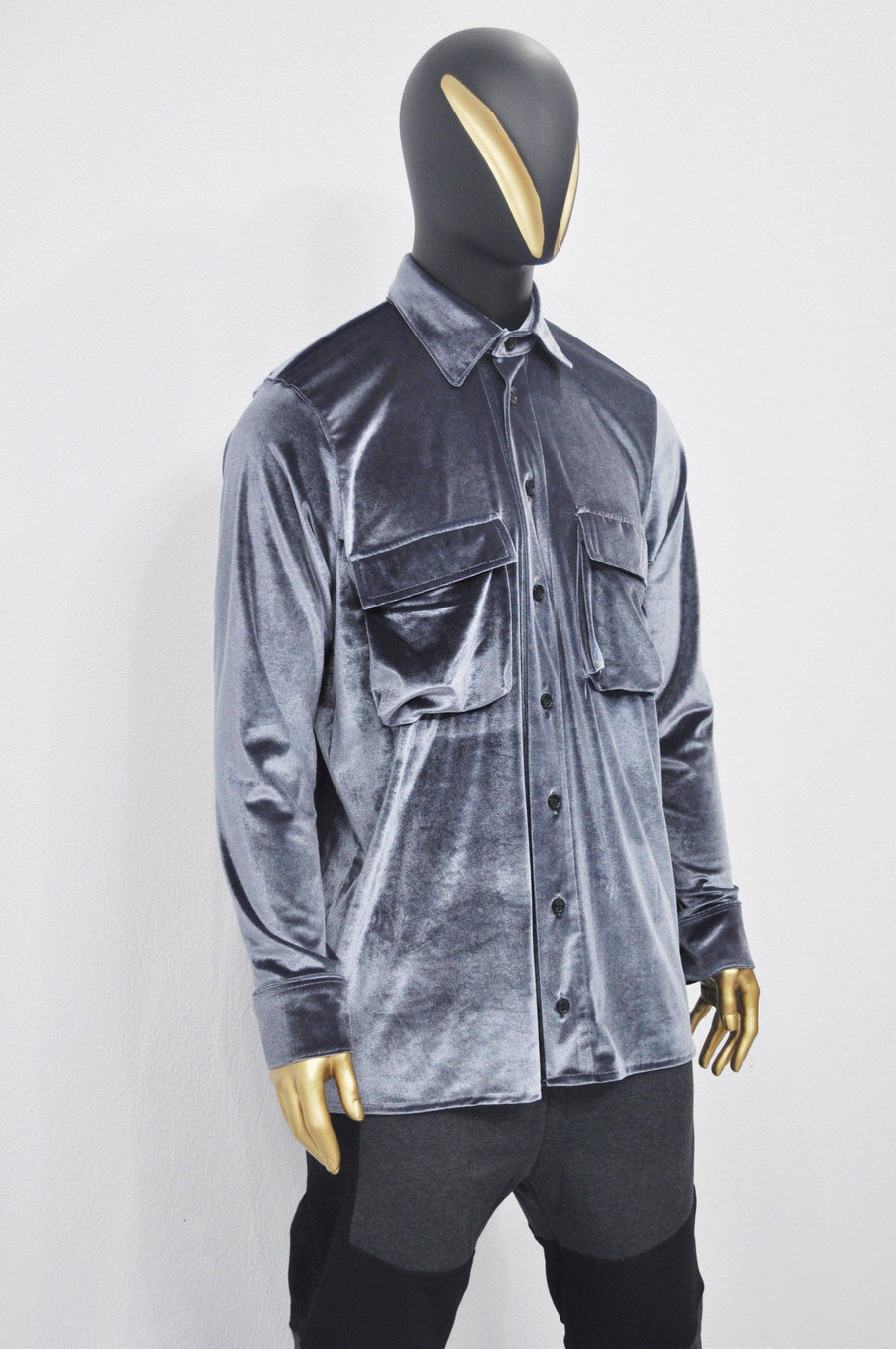 XS - 8XL Men&#39;s Premium Silky Velour Shirt,Long Sleeve Velvet Blouse,Loose Longline Shirt,Streetwear Top,Avant Garde Shirt,Futuristic-BB858