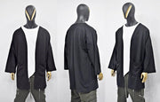 XS - 8XL Men&#39;s Japanese Oversized 3/4 Sleeve Samurai Long Cotton Jersey Cardigan Kimono Jacket,Shirt,Asymmetrical Blouse,,Futuristic-BB433