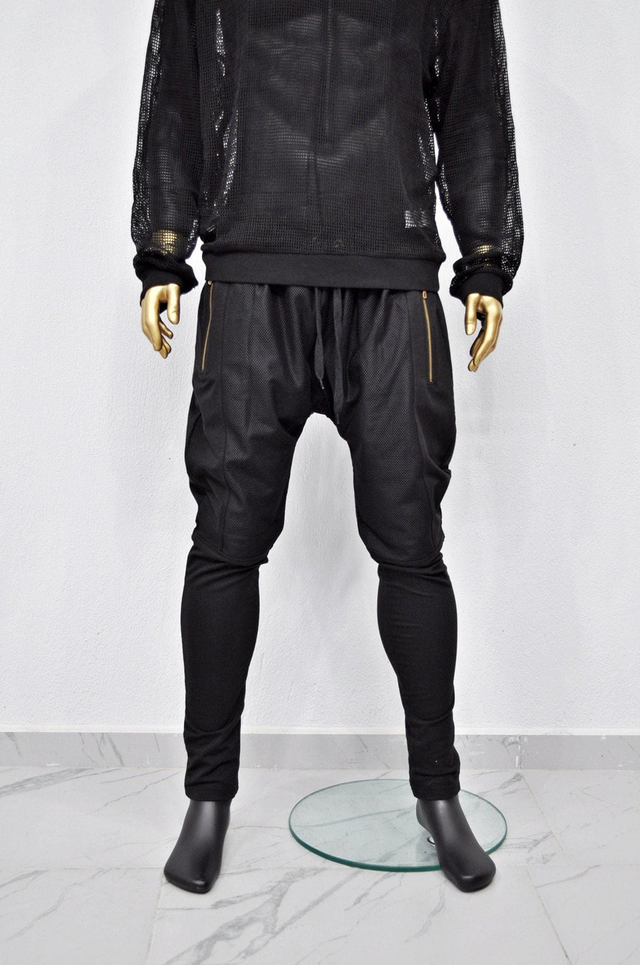 XS - 8XL Men&#39;s Mesh with Cotton Trouser,Low Crotch Harem Jogger ,Relaxed Sweatpants,Slim Fit, CyberpunkSteampunk,Gothic,Streetwear -BB240