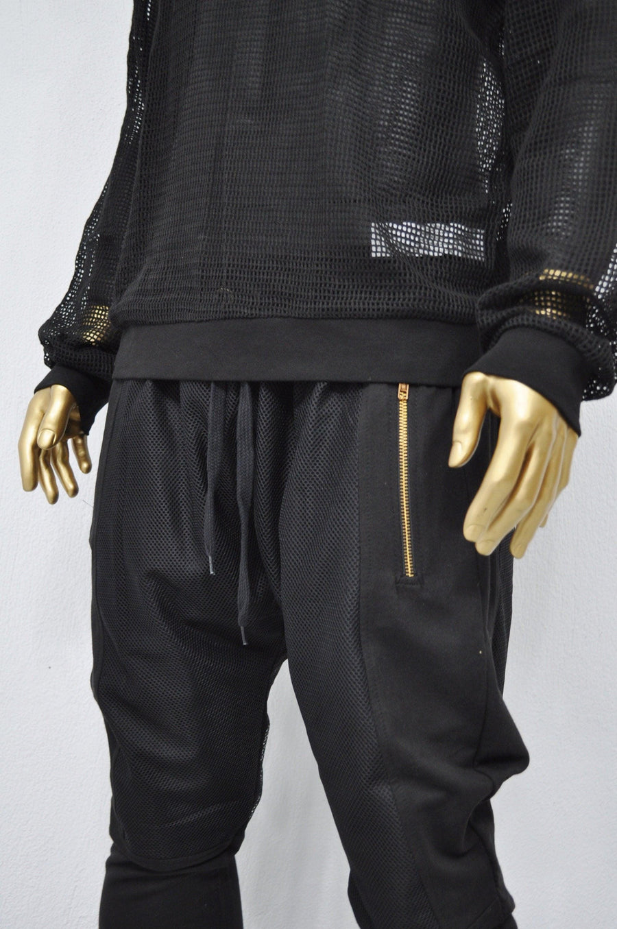 XS - 8XL Men&#39;s Mesh with Cotton Trouser,Low Crotch Harem Jogger ,Relaxed Sweatpants,Slim Fit, CyberpunkSteampunk,Gothic,Streetwear -BB240