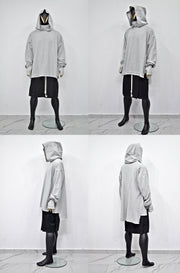 XS-8XL Men&#39;s Distressed Structured Silhouette Hooded Turtleneck Sweatshirt,Ashassin Asymetrical Cardigan,Cyber Futuristic Burning Man-BB0159