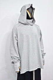 XS-8XL Men&#39;s Distressed Structured Silhouette Hooded Turtleneck Sweatshirt,Ashassin Asymetrical Cardigan,Cyber Futuristic Burning Man-BB0159