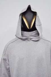 XS-8XL Men&#39;s Distressed Structured Silhouette Hooded Turtleneck Sweatshirt,Ashassin Asymetrical Cardigan,Cyber Futuristic Burning Man-BB0159