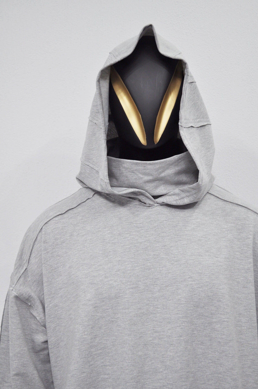 XS-8XL Men&#39;s Distressed Structured Silhouette Hooded Turtleneck Sweatshirt,Ashassin Asymetrical Cardigan,Cyber Futuristic Burning Man-BB0159
