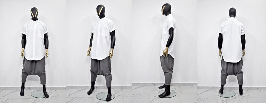 XS - 8XL Men&#39;s Overlong Oxford Cotton Short Sleeve KW Style Shirt,Loose Shirt,Streetwear Top,Blouse, Avant Garde Shirt,Futuristic Clo-BB807