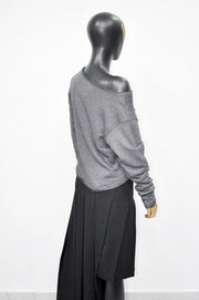 XS - 8XL Unisex Long Sleeve Shirt, Crop Oversized V-neckline, Wide Sexy Neck Draped Pullover Swatshirt, Off shoulder -BB168