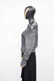XS - 8XL Unisex Long Sleeve Shirt, Crop Oversized V-neckline, Wide Sexy Neck Draped Pullover Swatshirt, Off shoulder -BB168