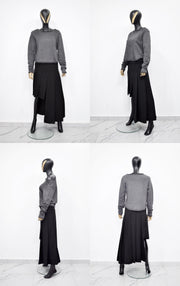 XS - 8XL Unisex Long Sleeve Shirt, Crop Oversized V-neckline, Wide Sexy Neck Draped Pullover Swatshirt, Off shoulder -BB168