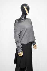 XS - 8XL Unisex Long Sleeve Shirt, Crop Oversized V-neckline, Wide Sexy Neck Draped Pullover Swatshirt, Off shoulder -BB168