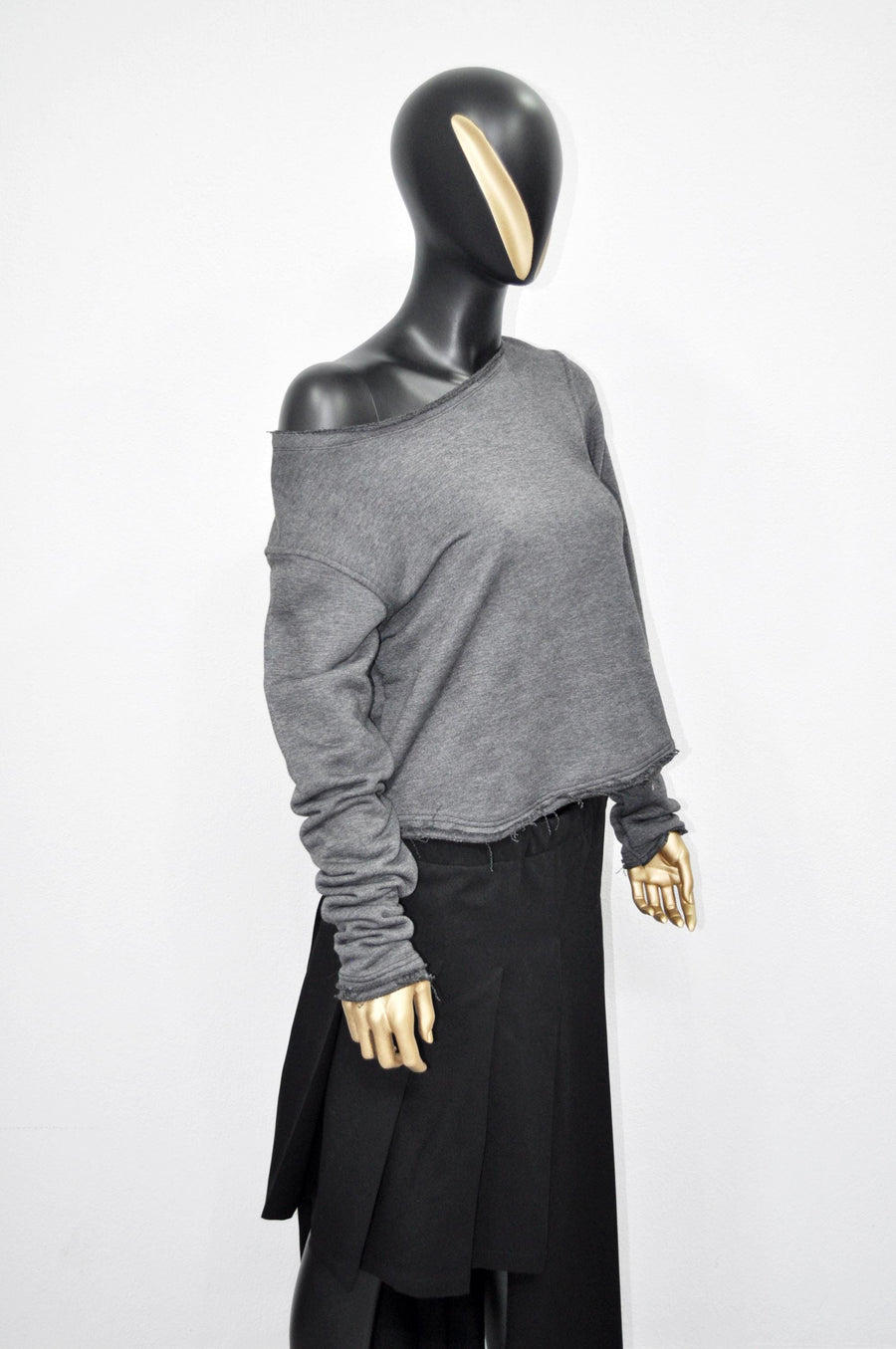 XS - 8XL Unisex Long Sleeve Shirt, Crop Oversized V-neckline, Wide Sexy Neck Draped Pullover Swatshirt, Off shoulder -BB168