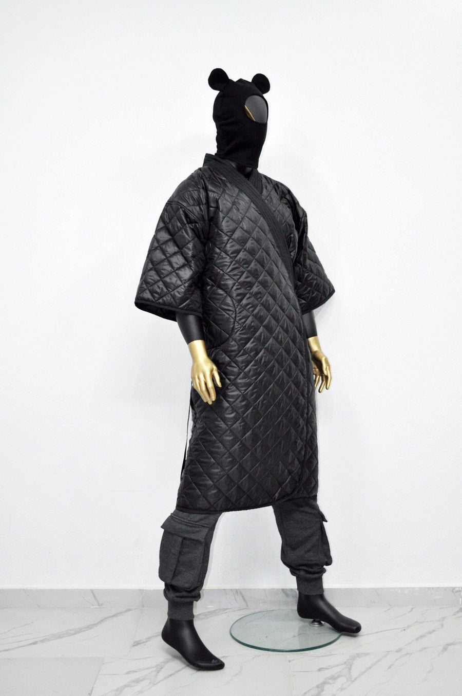 XS-8XL Unisex Extra Loose Winter V-Collar Three-quarter Sleeve Kimono,Bandage Padded Quilted Overlong Coat,Over the Knee Jacket,Kaftan-BB901