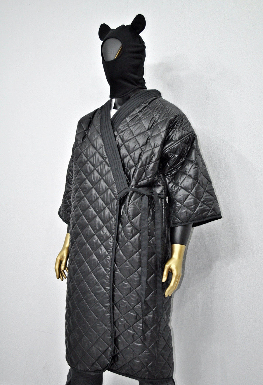 XS-8XL Unisex Extra Loose Winter V-Collar Three-quarter Sleeve Kimono,Bandage Padded Quilted Overlong Coat,Over the Knee Jacket,Kaftan-BB901