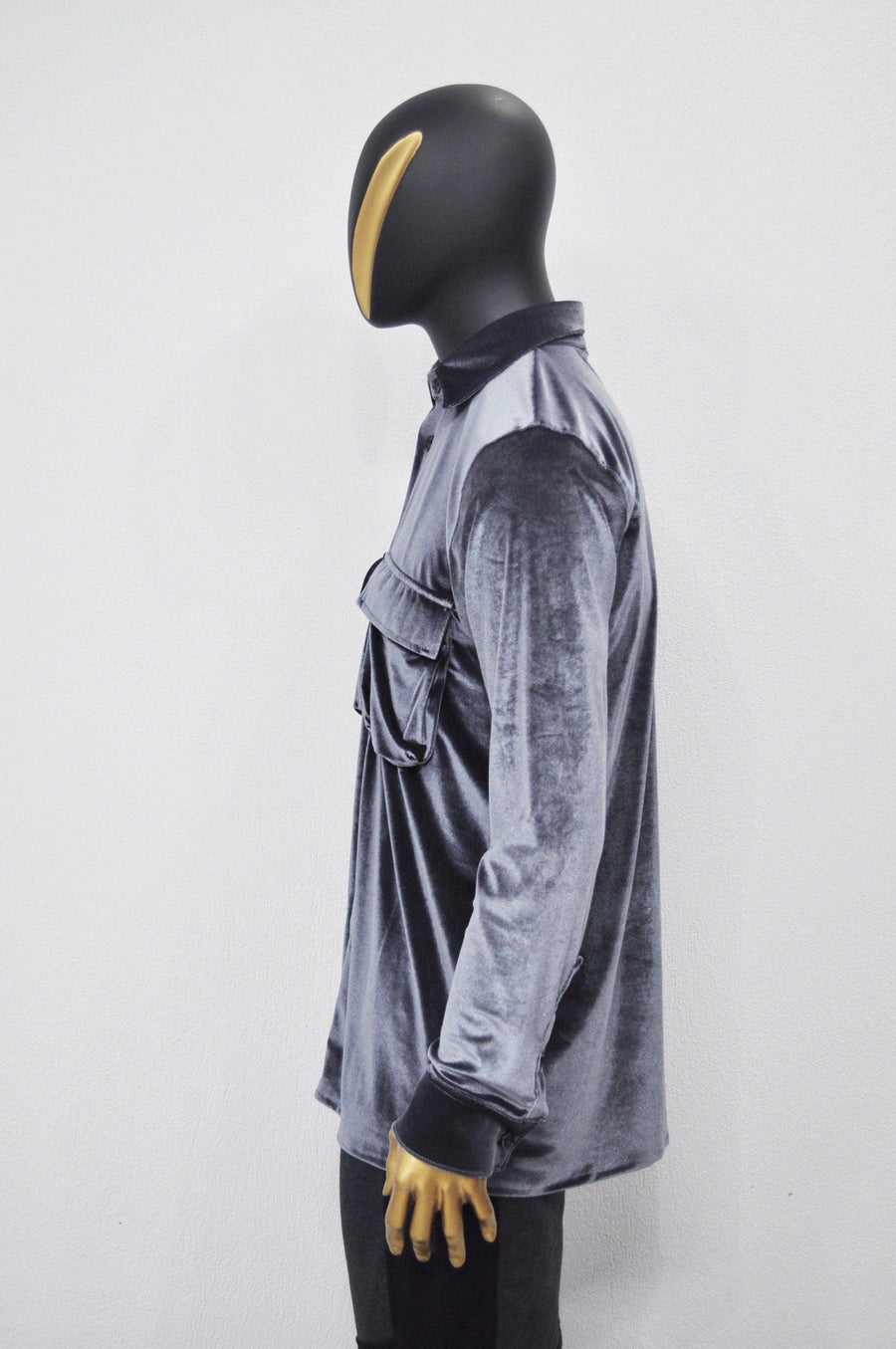 XS - 8XL Men&#39;s Premium Silky Velour Shirt,Long Sleeve Velvet Blouse,Loose Longline Shirt,Streetwear Top,Avant Garde Shirt,Futuristic-BB858