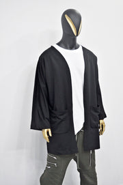 XS - 8XL Men&#39;s Japanese Oversized 3/4 Sleeve Samurai Long Cotton Jersey Cardigan Kimono Jacket,Shirt,Asymmetrical Blouse,,Futuristic-BB433