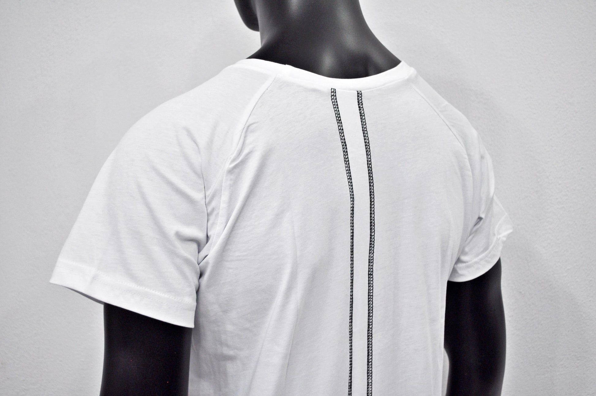XS-8XL Men's Back Stitching Reglan Short Sleeve Scoop Raw Neck Curved Hem T-shirt , Asymmetric, Streetwear Men Extended Loose Shirt- BB463
