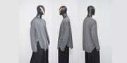 SHINOBI Men's Long-Sleeve Side Slit,Asymmetric Cut Long T-shirt
