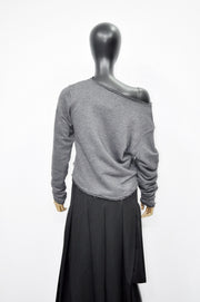 XS - 8XL Unisex Long Sleeve Shirt, Crop Oversized V-neckline, Wide Sexy Neck Draped Pullover Swatshirt, Off shoulder -BB168