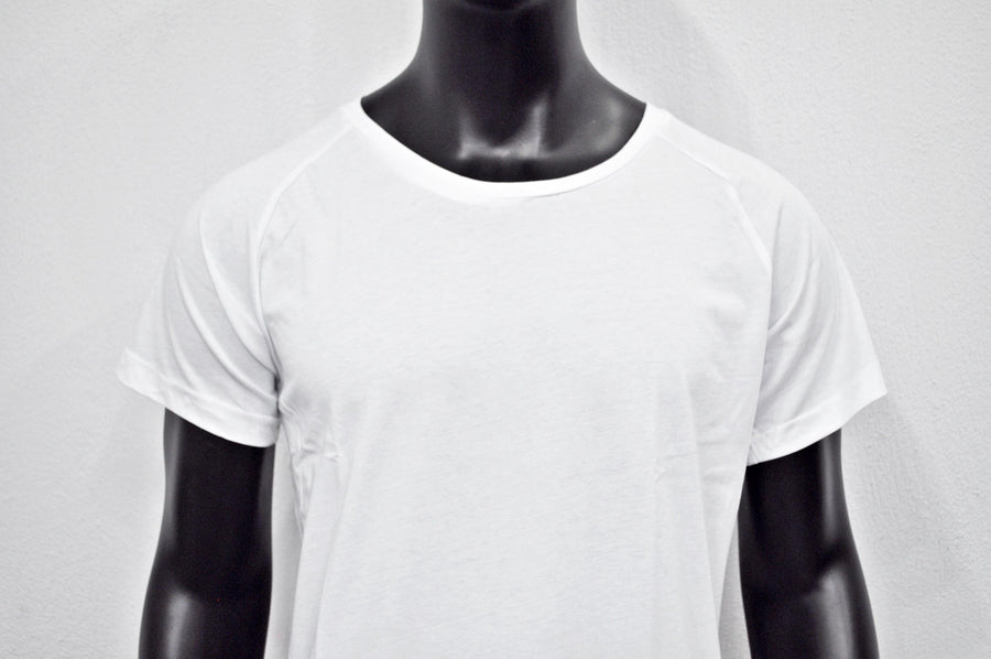 XS-8XL Men's Back Stitching Reglan Short Sleeve Scoop Raw Neck Curved Hem T-shirt , Asymmetric, Streetwear Men Extended Loose Shirt- BB463