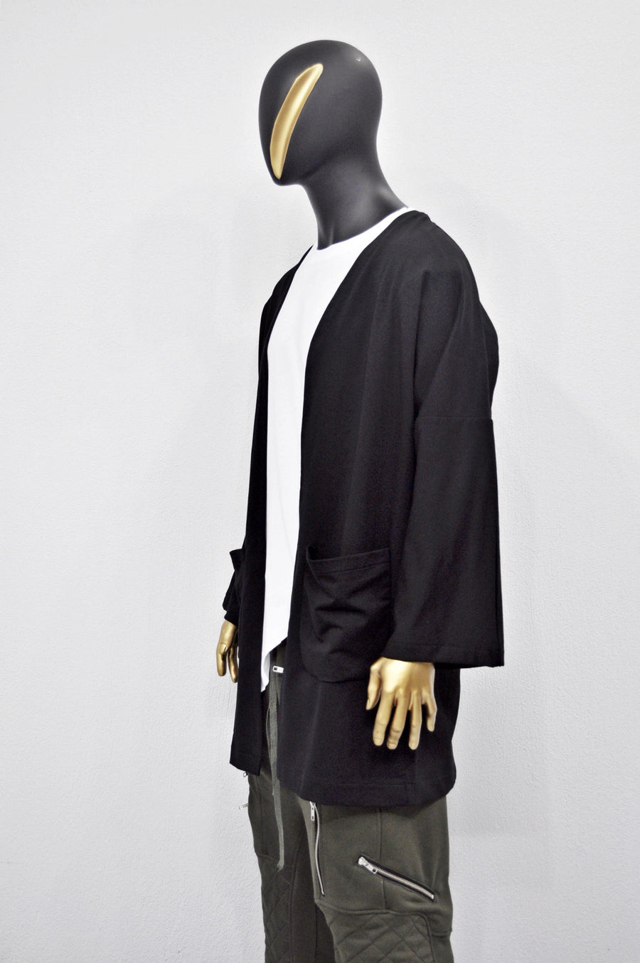 XS - 8XL Men's Japanese Oversized 3/4 Sleeve Samurai Long Cotton Jersey Cardigan Kimono Jacket,Shirt,Asymmetrical Blouse,,Futuristic-BB433