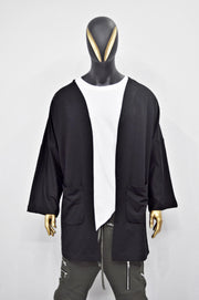 XS - 8XL Men's Japanese Oversized 3/4 Sleeve Samurai Long Cotton Jersey Cardigan Kimono Jacket,Shirt,Asymmetrical Blouse,,Futuristic-BB433