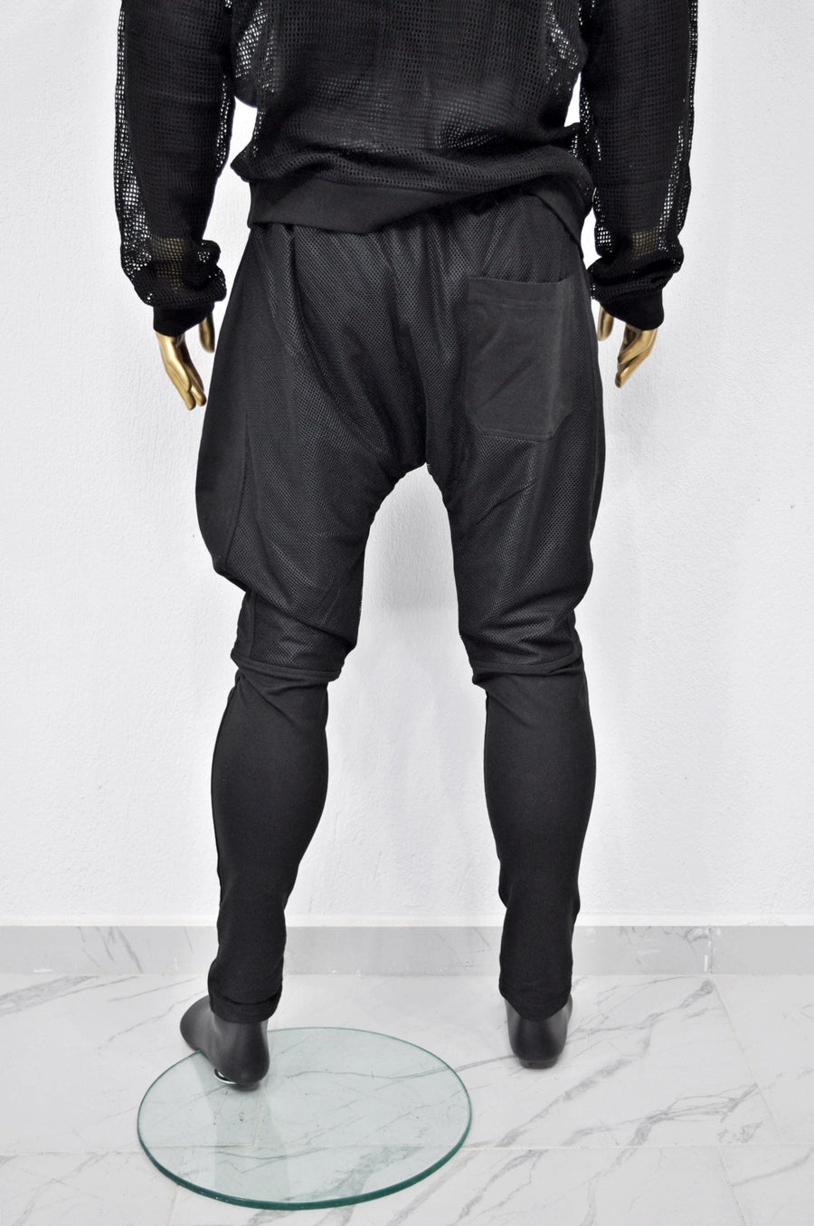 XS - 8XL Men's Mesh with Cotton Trouser,Low Crotch Harem Jogger ,Relaxed Sweatpants,Slim Fit, CyberpunkSteampunk,Gothic,Streetwear -BB240