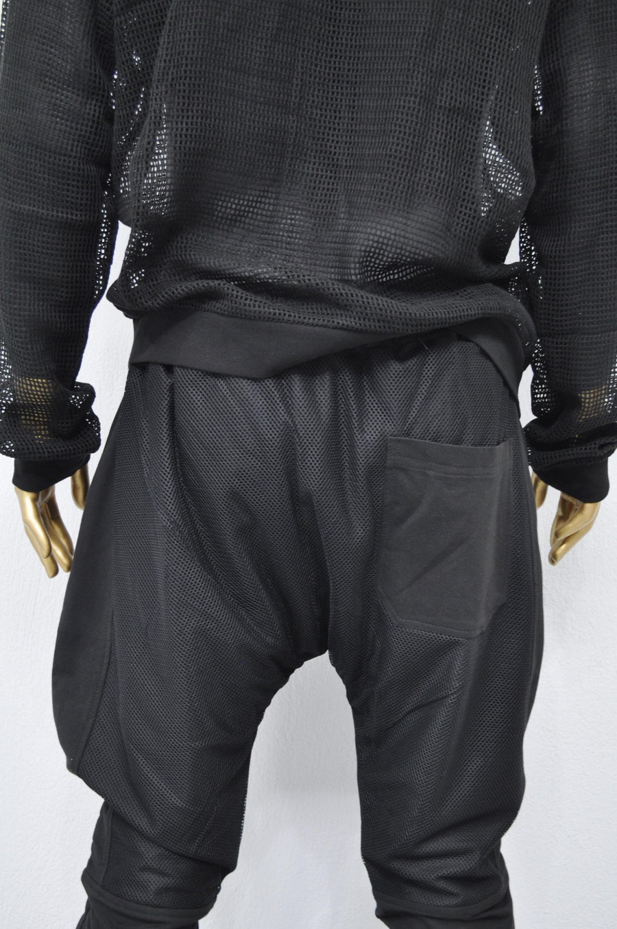 XS - 8XL Men's Mesh with Cotton Trouser,Low Crotch Harem Jogger ,Relaxed Sweatpants,Slim Fit, CyberpunkSteampunk,Gothic,Streetwear -BB240