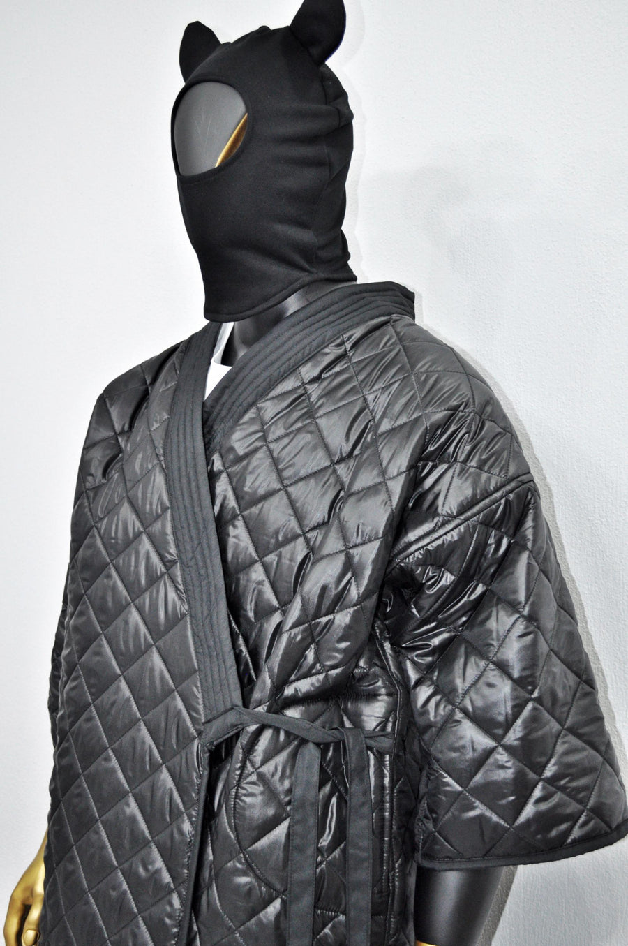 XS-8XL Unisex Extra Loose Winter V-Collar Three-quarter Sleeve Kimono,Bandage Padded Quilted Overlong Coat,Over the Knee Jacket,Kaftan-BB901