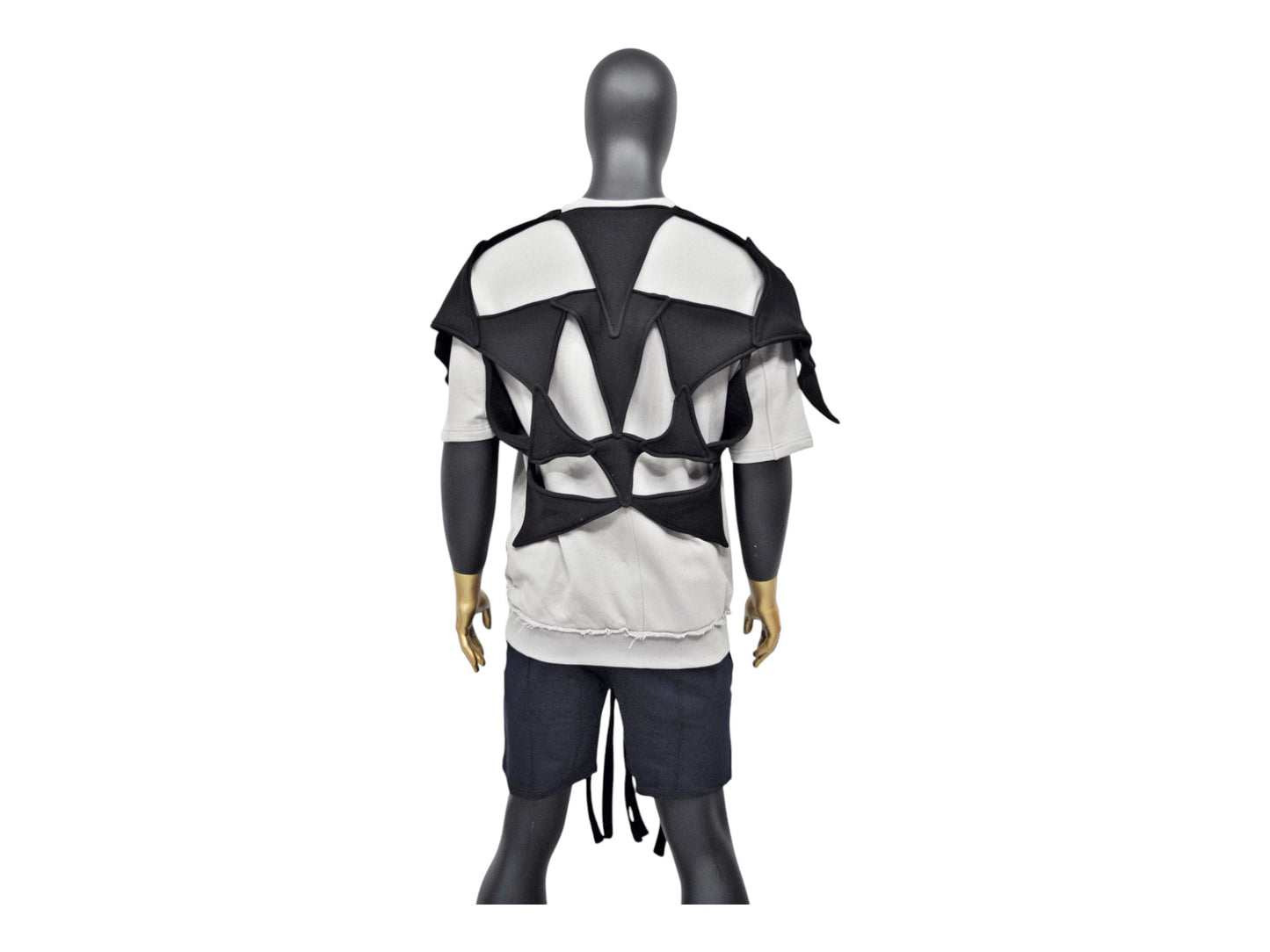 NEW Triangle Hole Poncho,Caged Design,Spiked Cutout Motif,Asymmetric Black Cape,Luxury Shoulder Accessories,Gothic Scarf, Cosplay,Futuristic